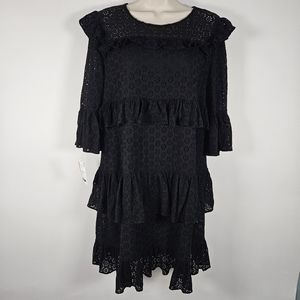 Madewell Black Eyelet Waterlily Ruffle Dress Size 6 New With Tags Style …